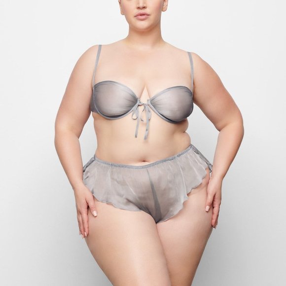 SKIMS Romance Garter Bikini Charcoal Womens XL - Picture 3 of 16